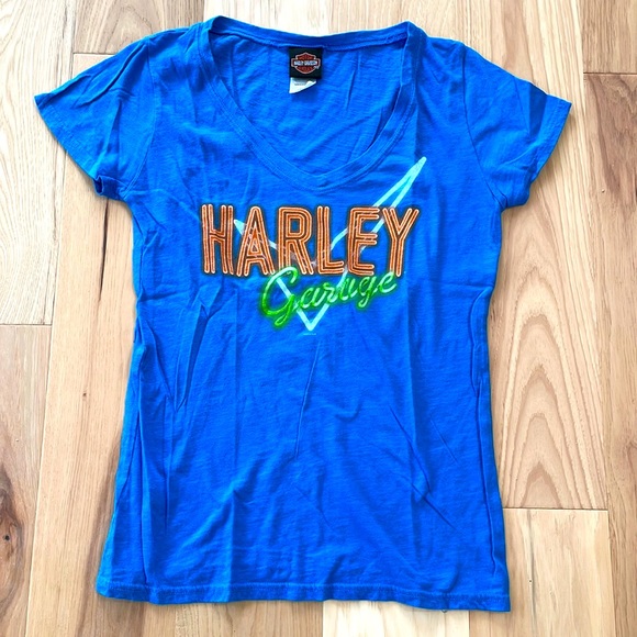 Harley-Davidson® Three Rivers Pittsburgh Women’s V-neck “Harley Garage” Tee - L - Picture 2 of 7